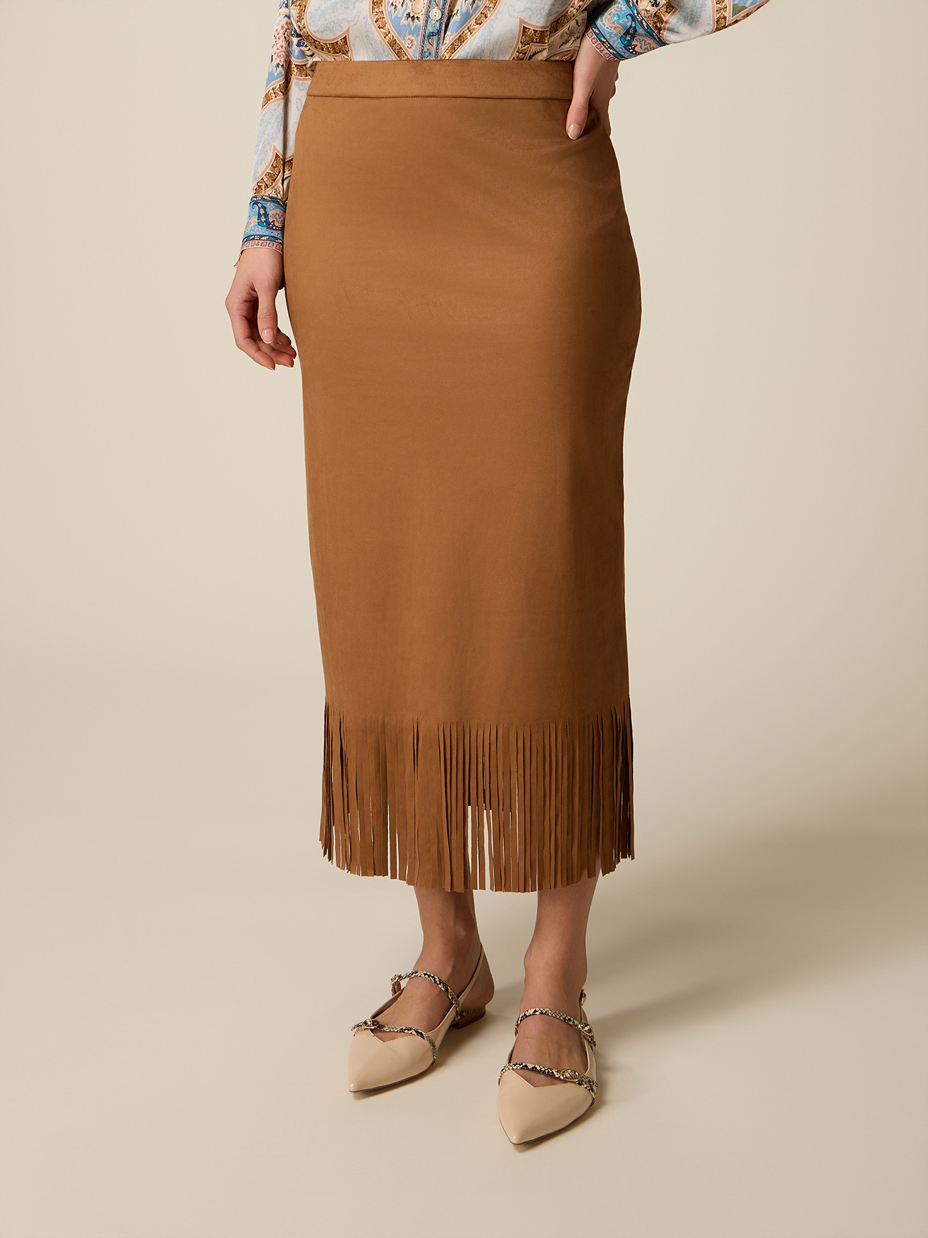 Fustă creion cu franjuri image number 3