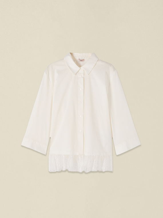 Shirt with lace ruffle