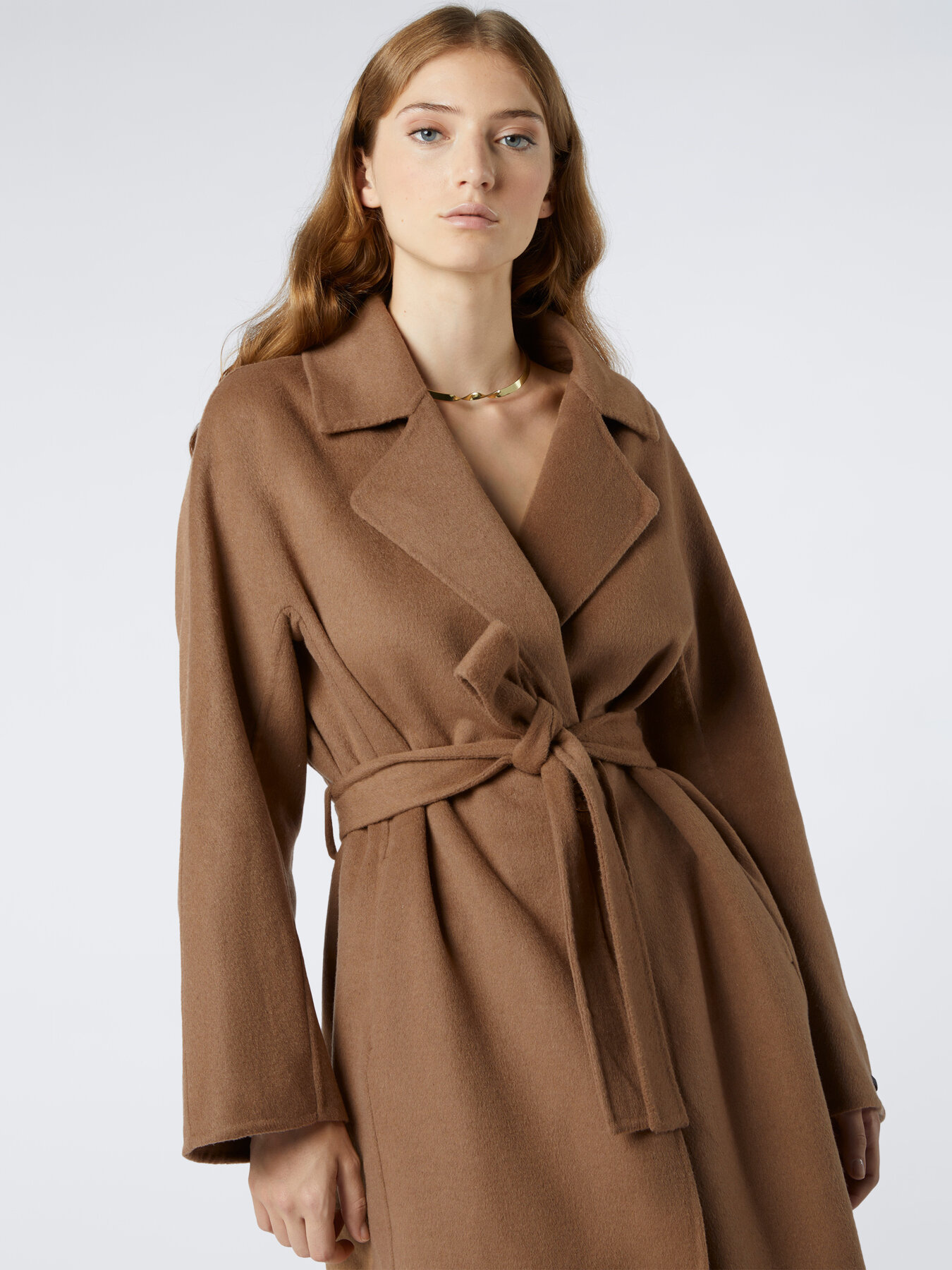 Manteau en laine m&eacute;lang&eacute;e avec ceinture image number 2