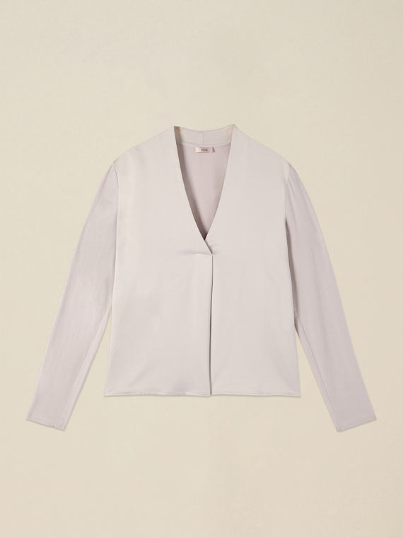 Two-material long sleeve T-shirt