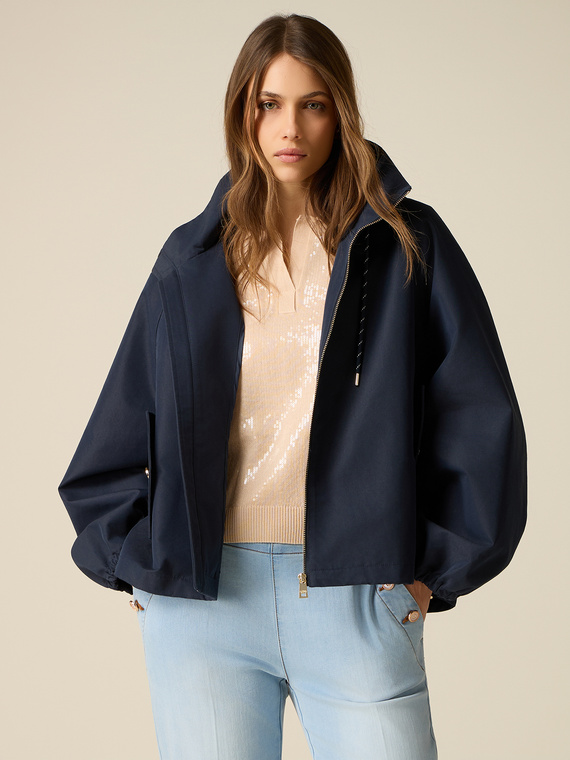 Mixed cotton parka jacket with hood