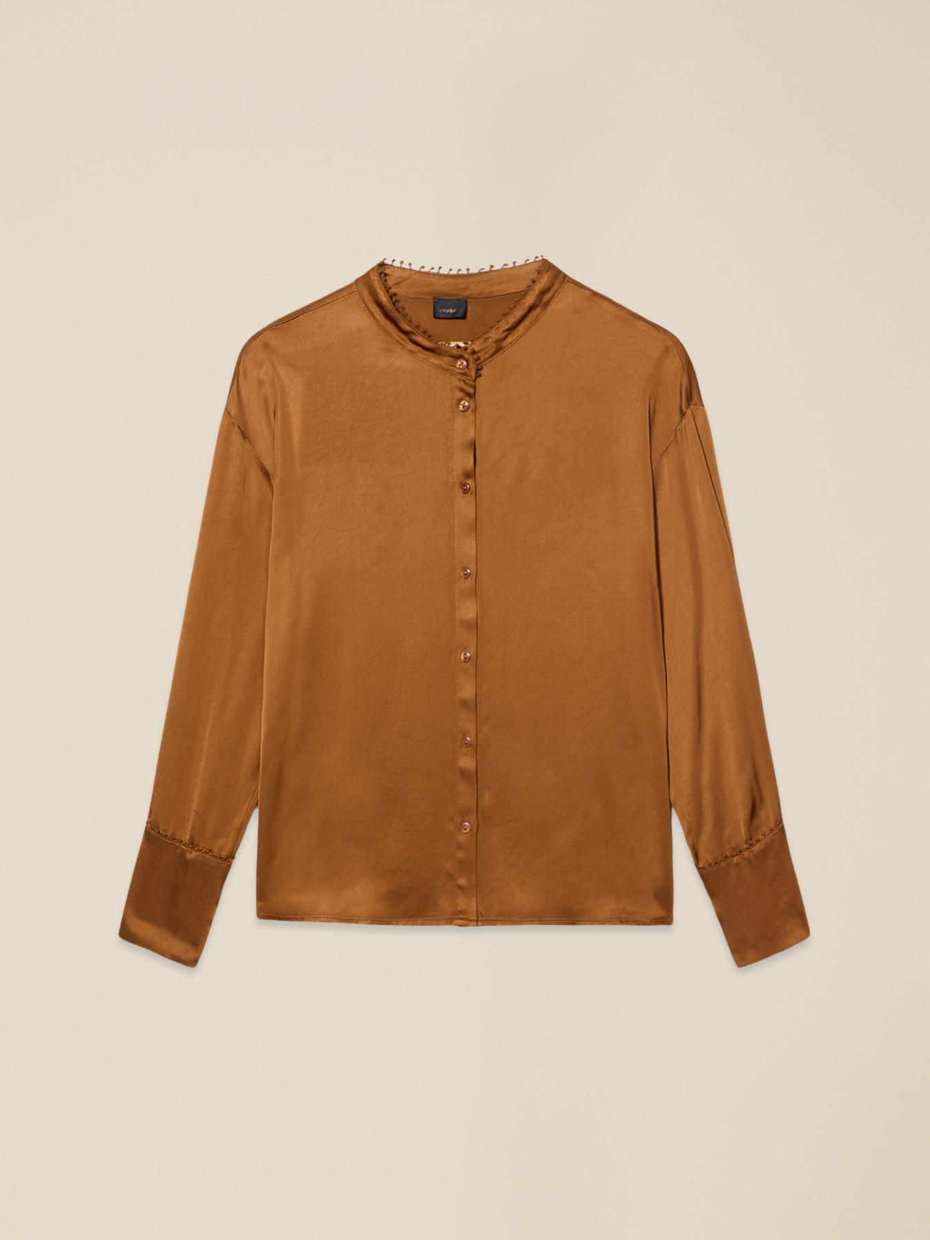 Satin shirt with decorated trims image number 3