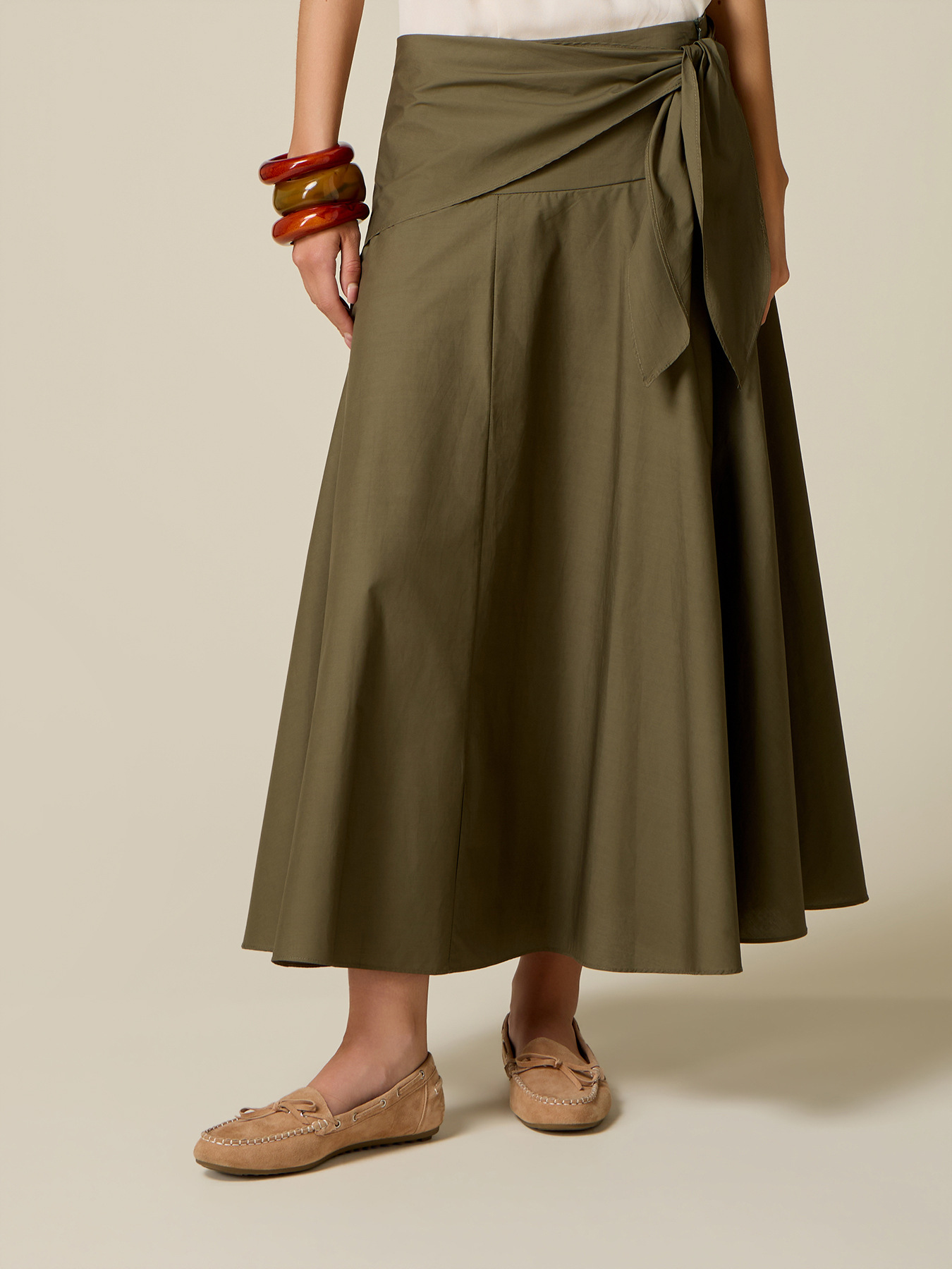 A-line poplin skirt with knot image number 3