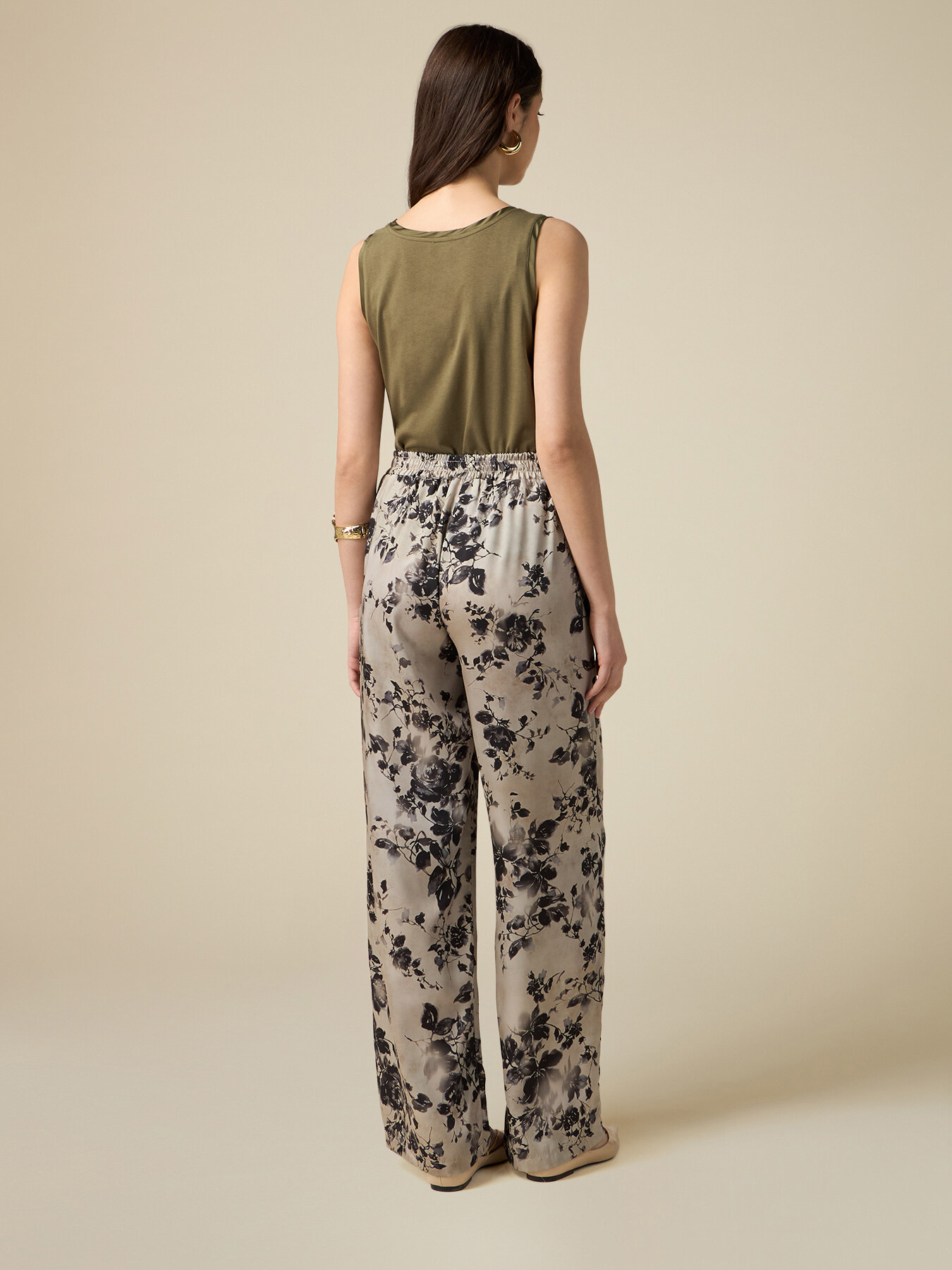 Pantalon large en satin fantaisie image number 1
