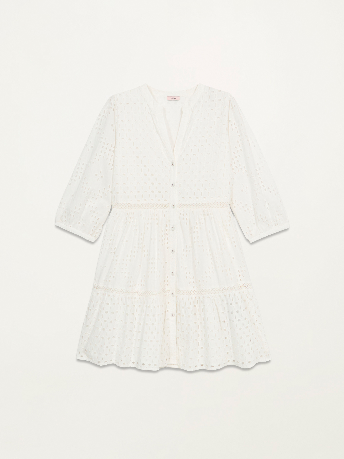 Vestito chemisier corto in sangallo image number 4