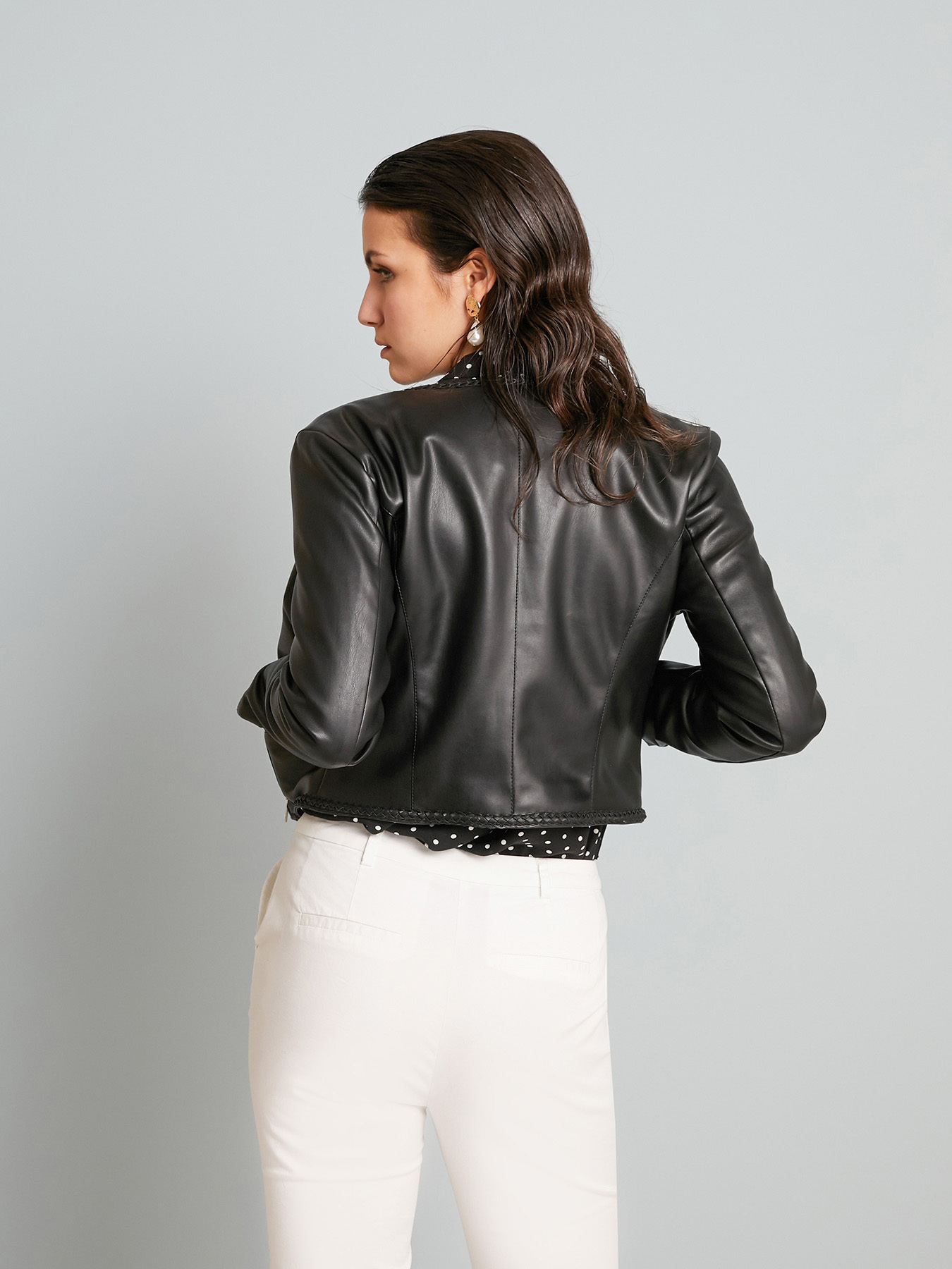 Blouson similicuir avec un détail de tresses image number 1