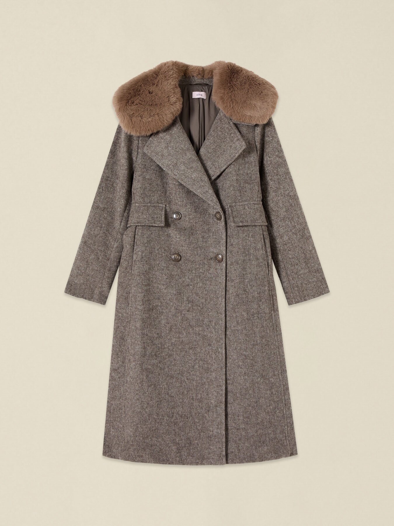 M&eacute;lange double-breasted wool-blend coat image number 4