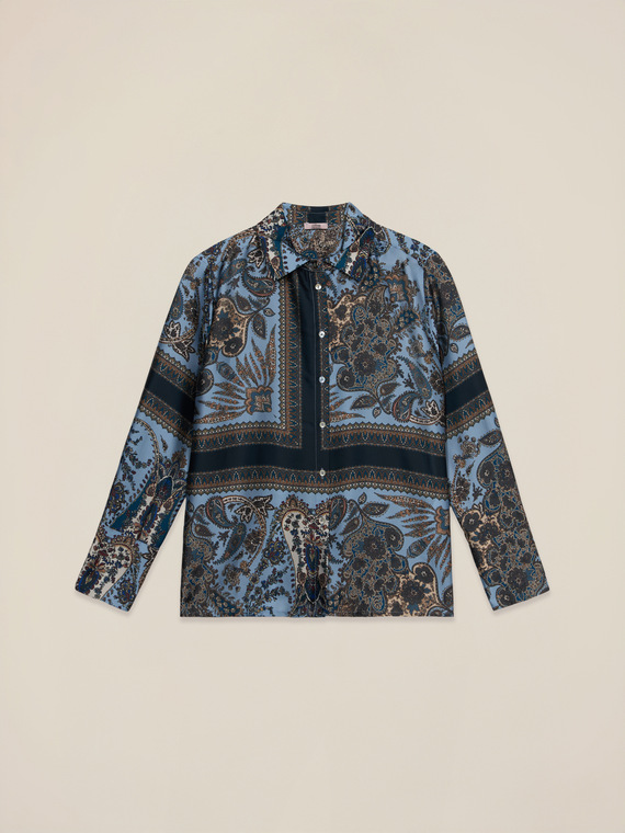 Patterned satin shirt