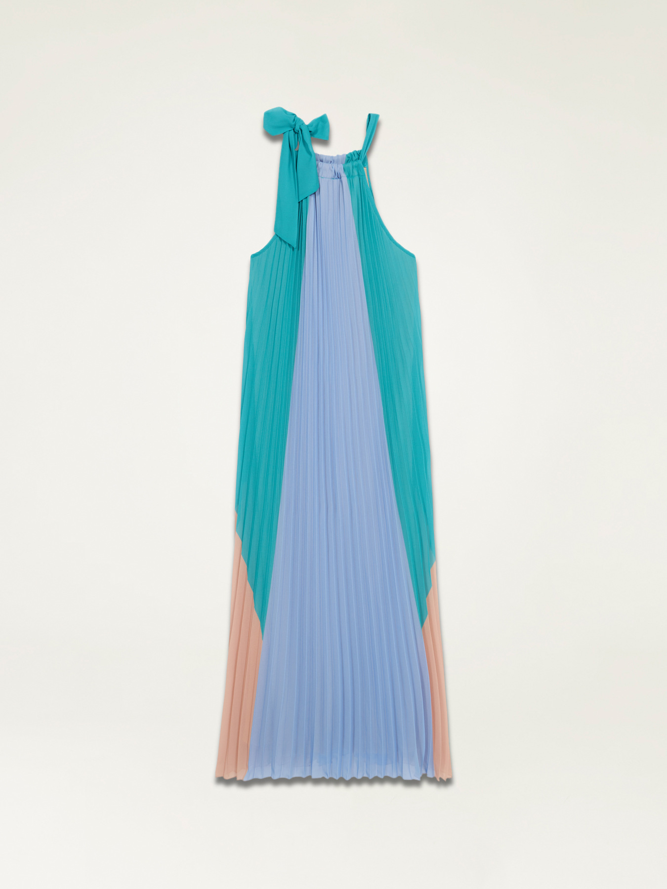 Rochie lungă plisată colour block image number 4