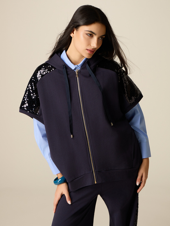 Kurzarm-Sweatshirt mit Pailletten