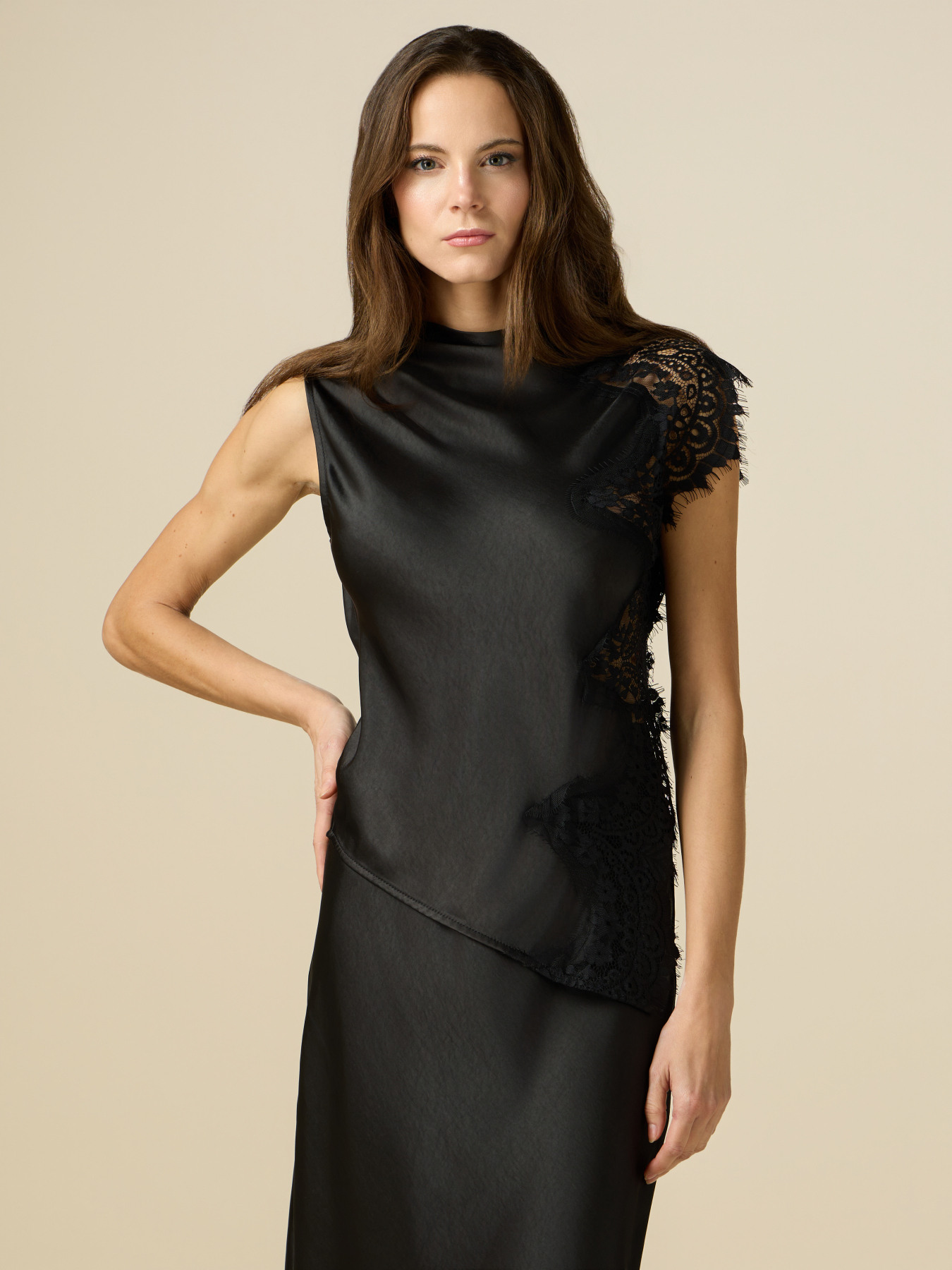 Satin and lace top image number 0