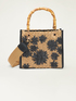 Mini tote bag in raffia with embroidery image number 1