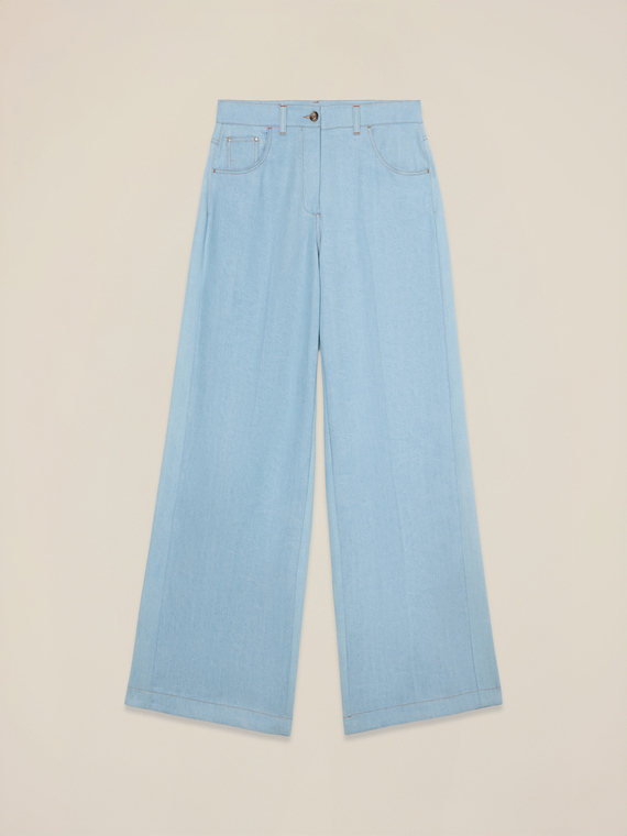 Pantaloni palazzo din tencel