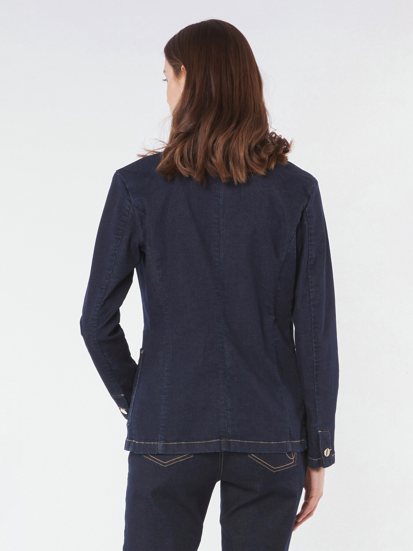 Stretch denim blazer image number 1