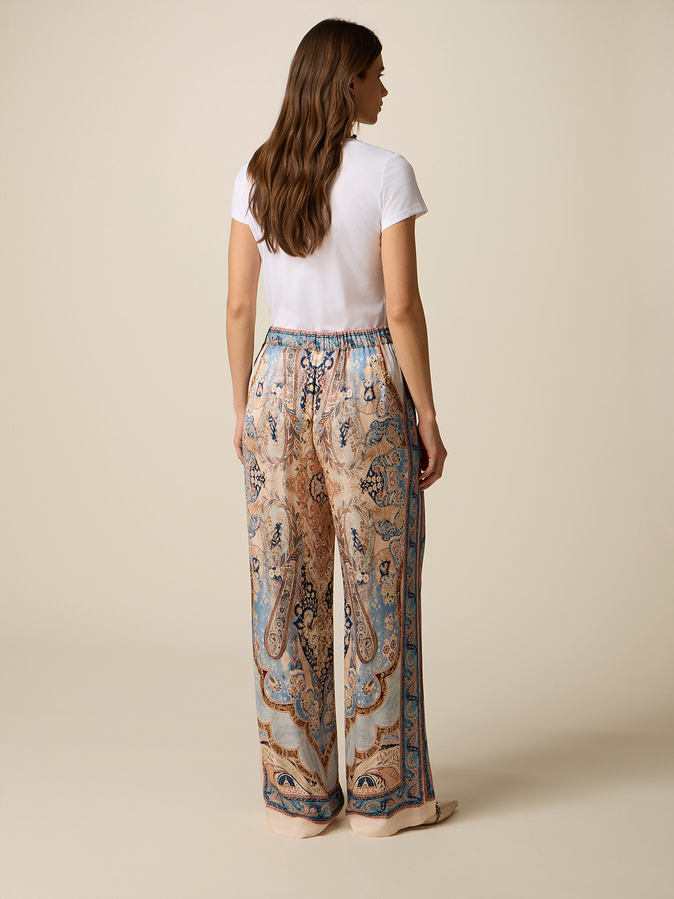 Palazzo-Hose aus gemustertem Satin image number 1