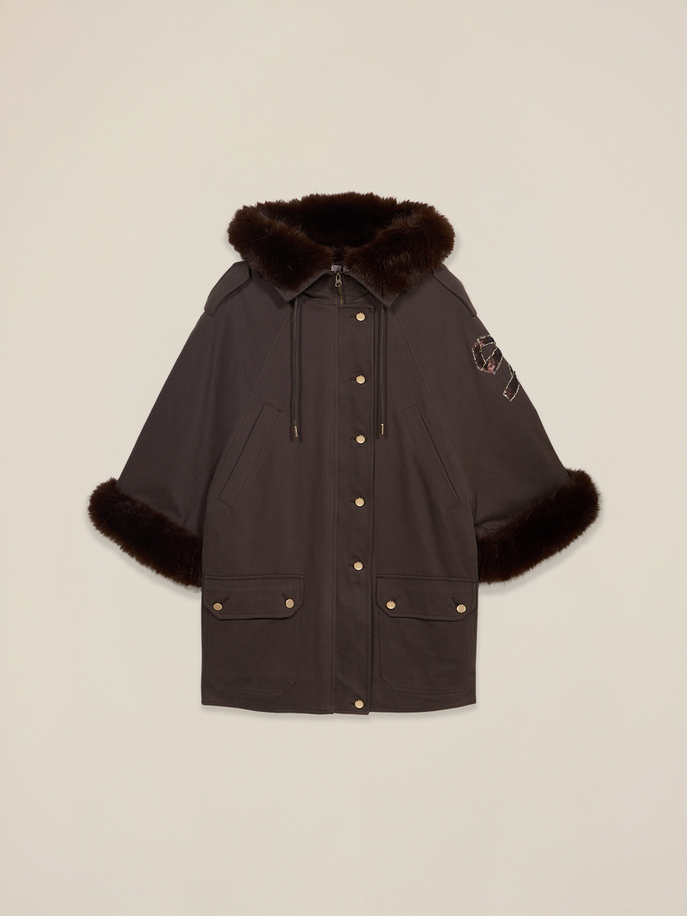 Cotton parka with fuzzy trims image number 3