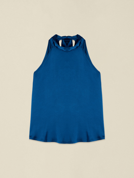 Halter neck top in viscose satin