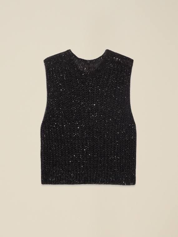Mixed mohair vest with sequins