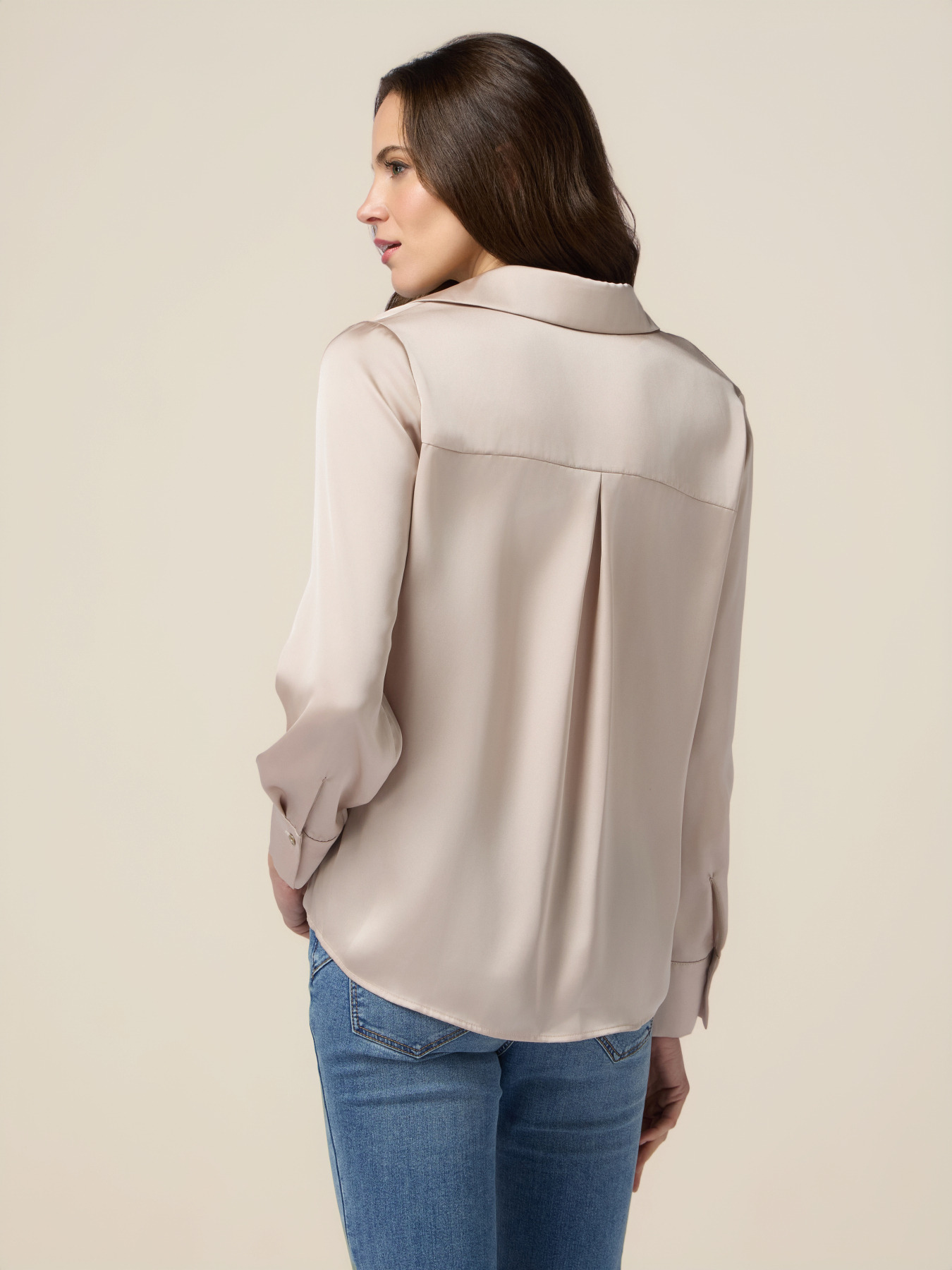 Solid color satin shirt image number 1