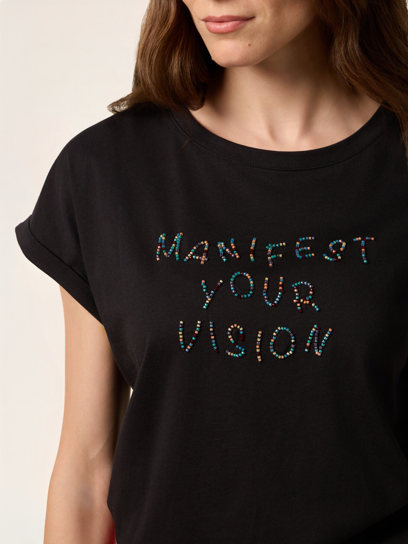 Camiseta de punto con bordado de letras image number 2