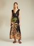 Langes Kleid aus gemustertem Satin image number 0