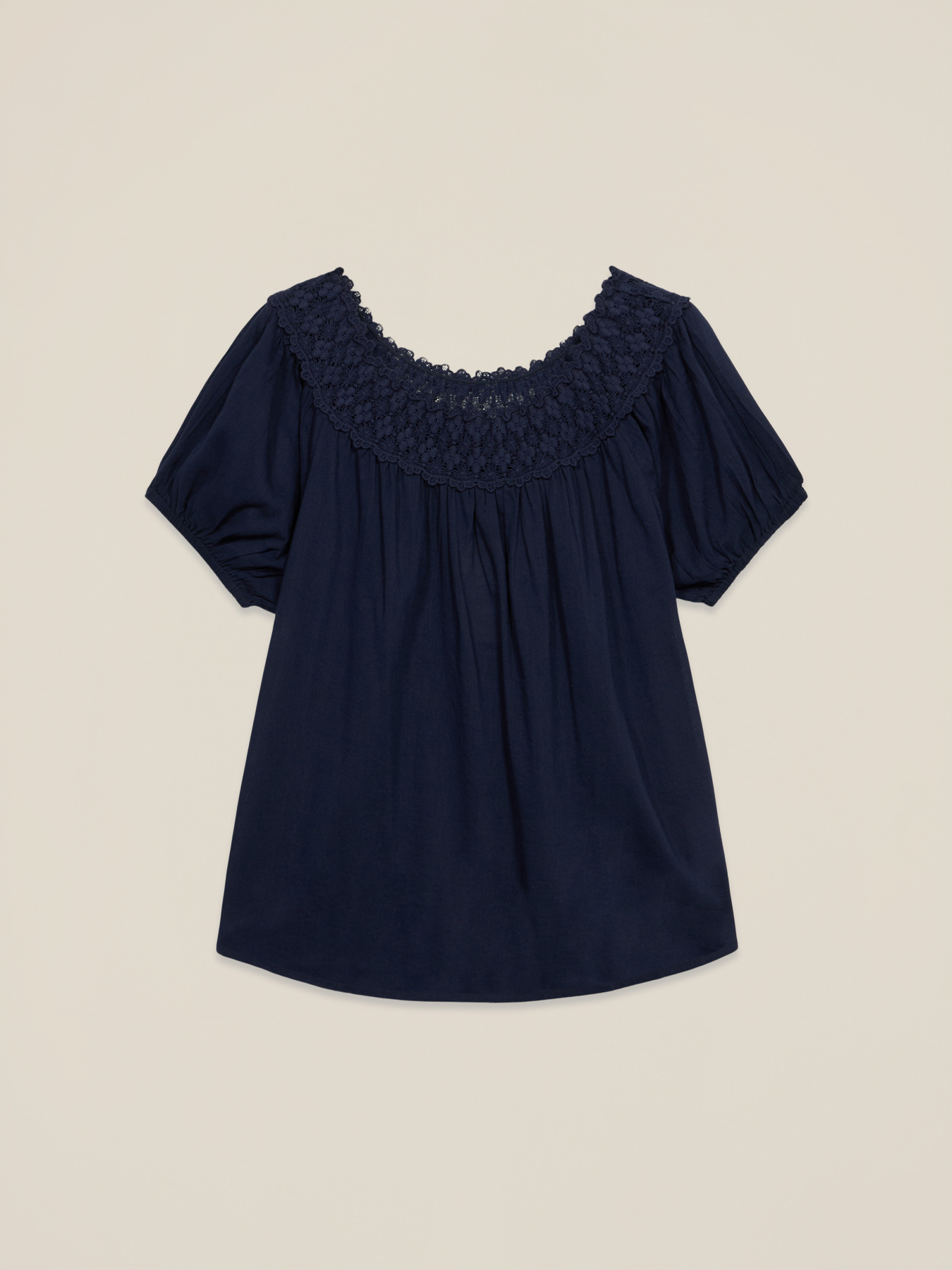 Blusa in mussola con pizzo image number 3