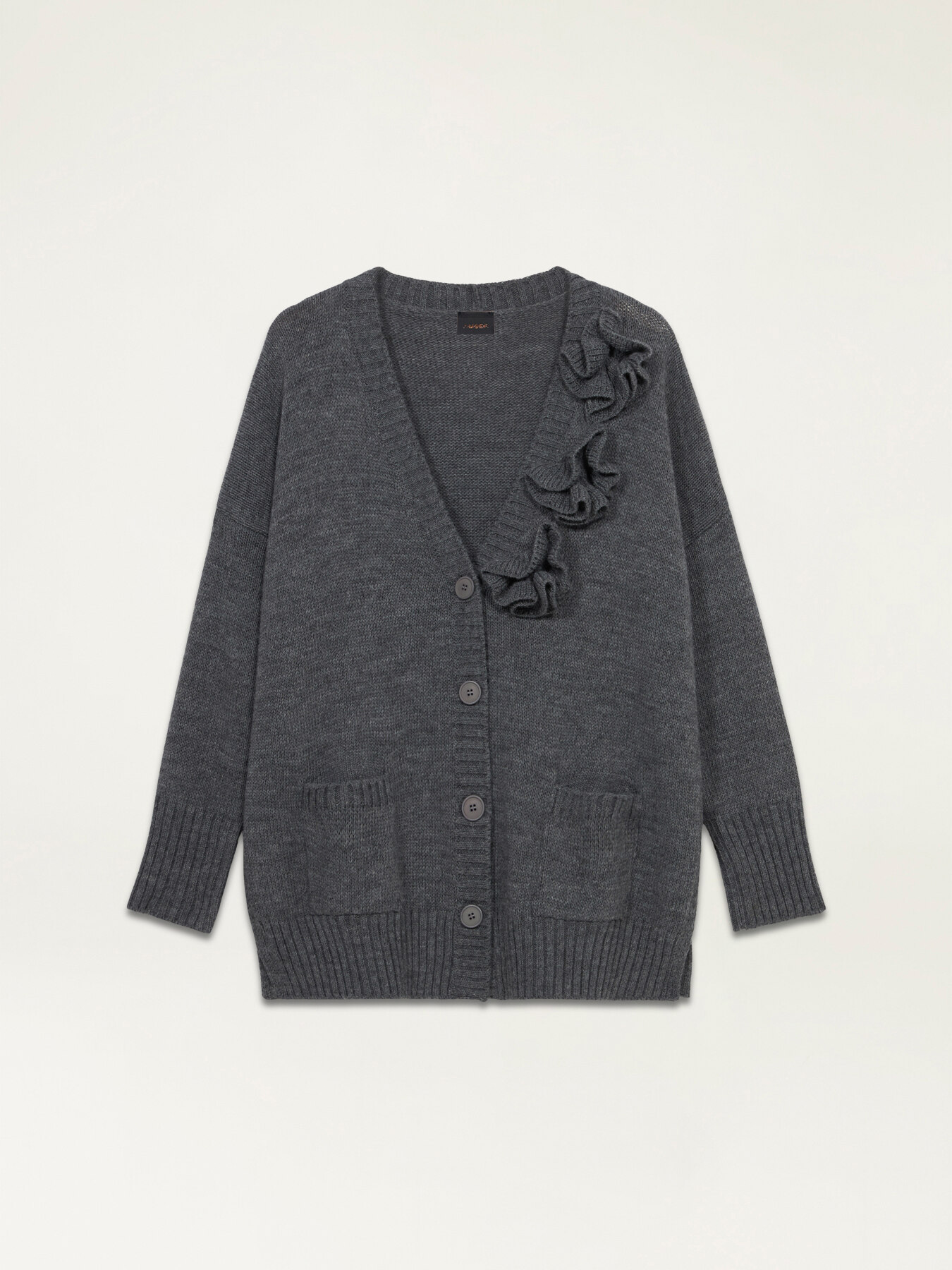 Cardigan large avec fleurs en tricot image number 4