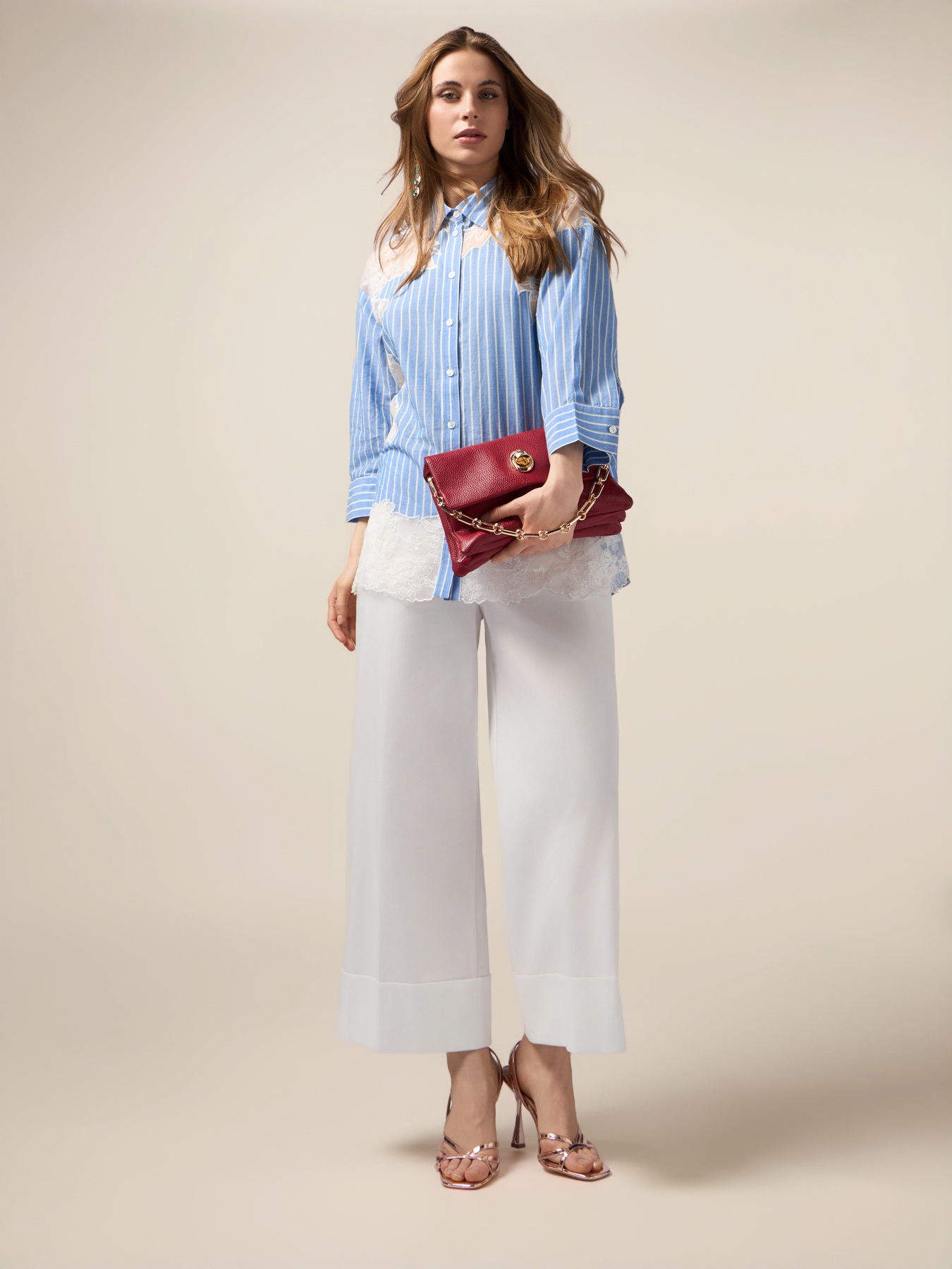 Cotton blend palazzo pants image number 0
