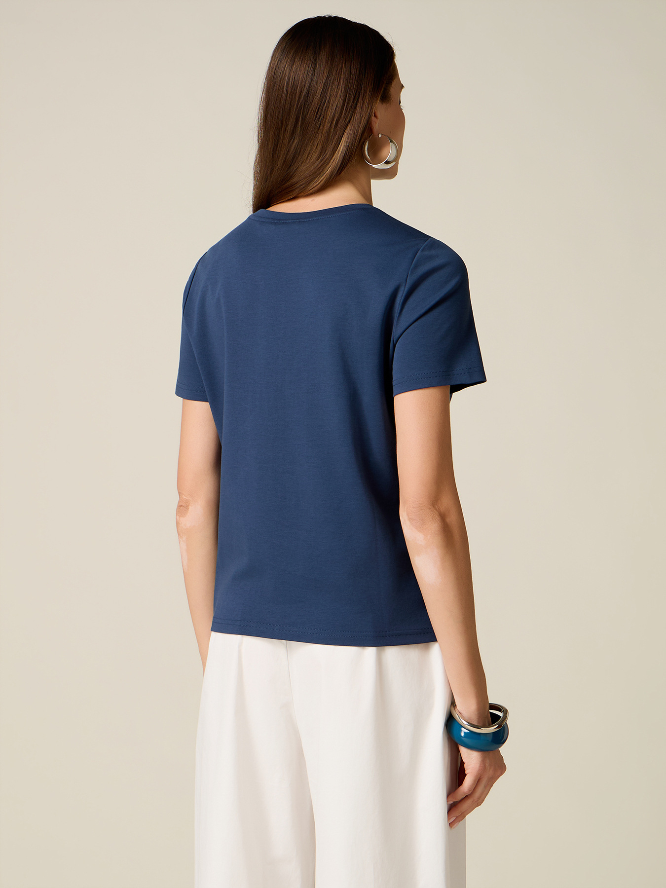Cotton t-shirt with openwork embroidery image number 1
