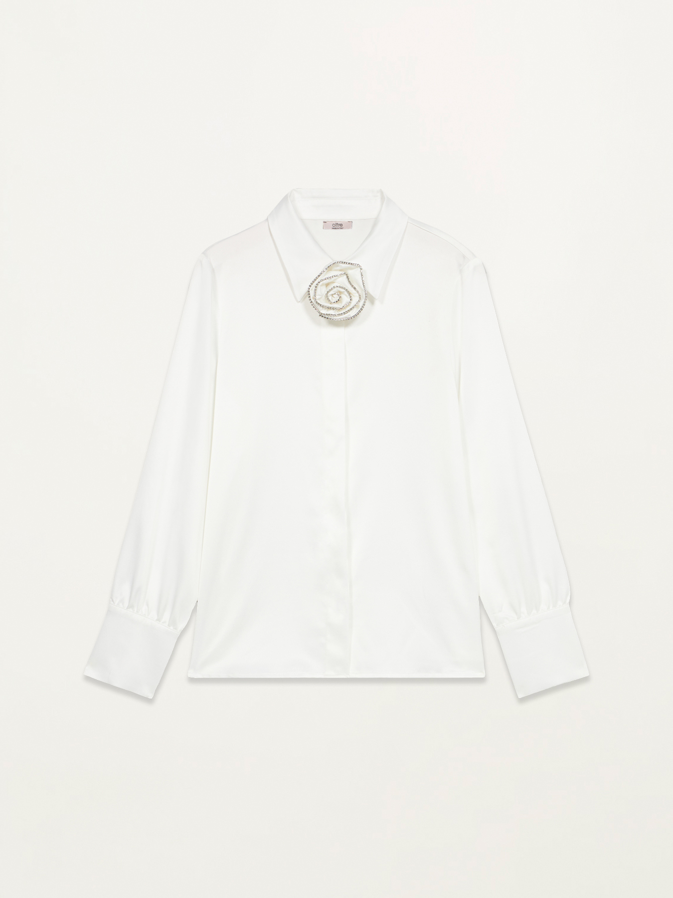 Camicia in raso con fiore image number 4