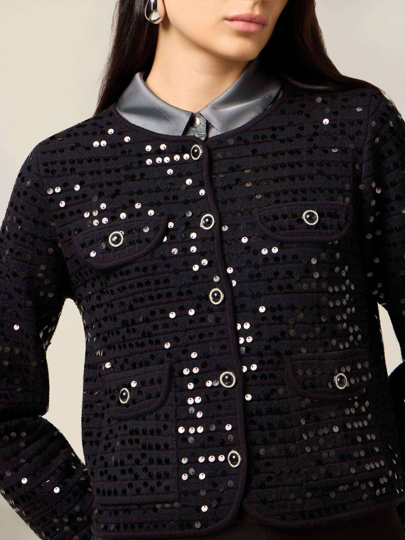 Boxy Cardigan mit Pailletten image number 2