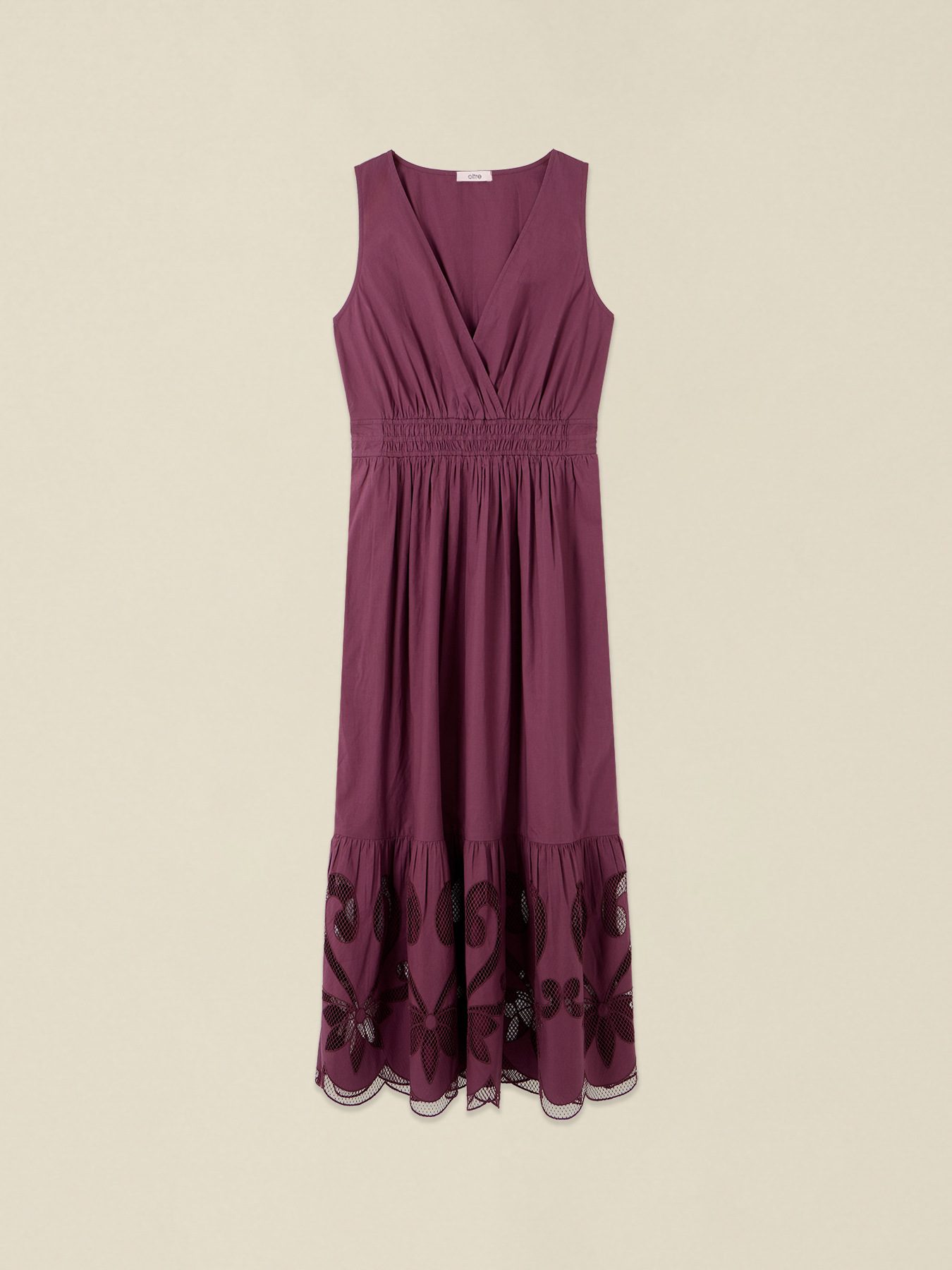 Vestito lungo in cotone con dettagli traforati image number 3