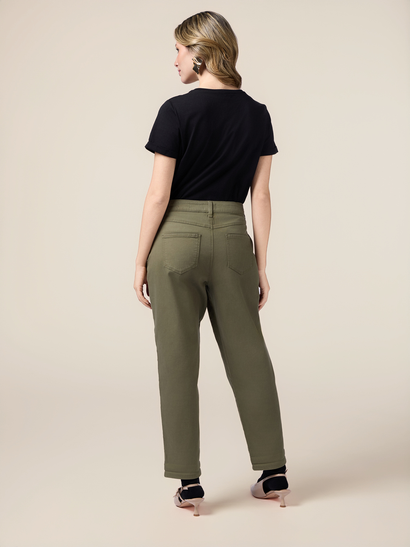 Pantaloni boyslim in cotone/lyocell image number 1