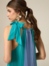 Long pleated colour block dress image number 2