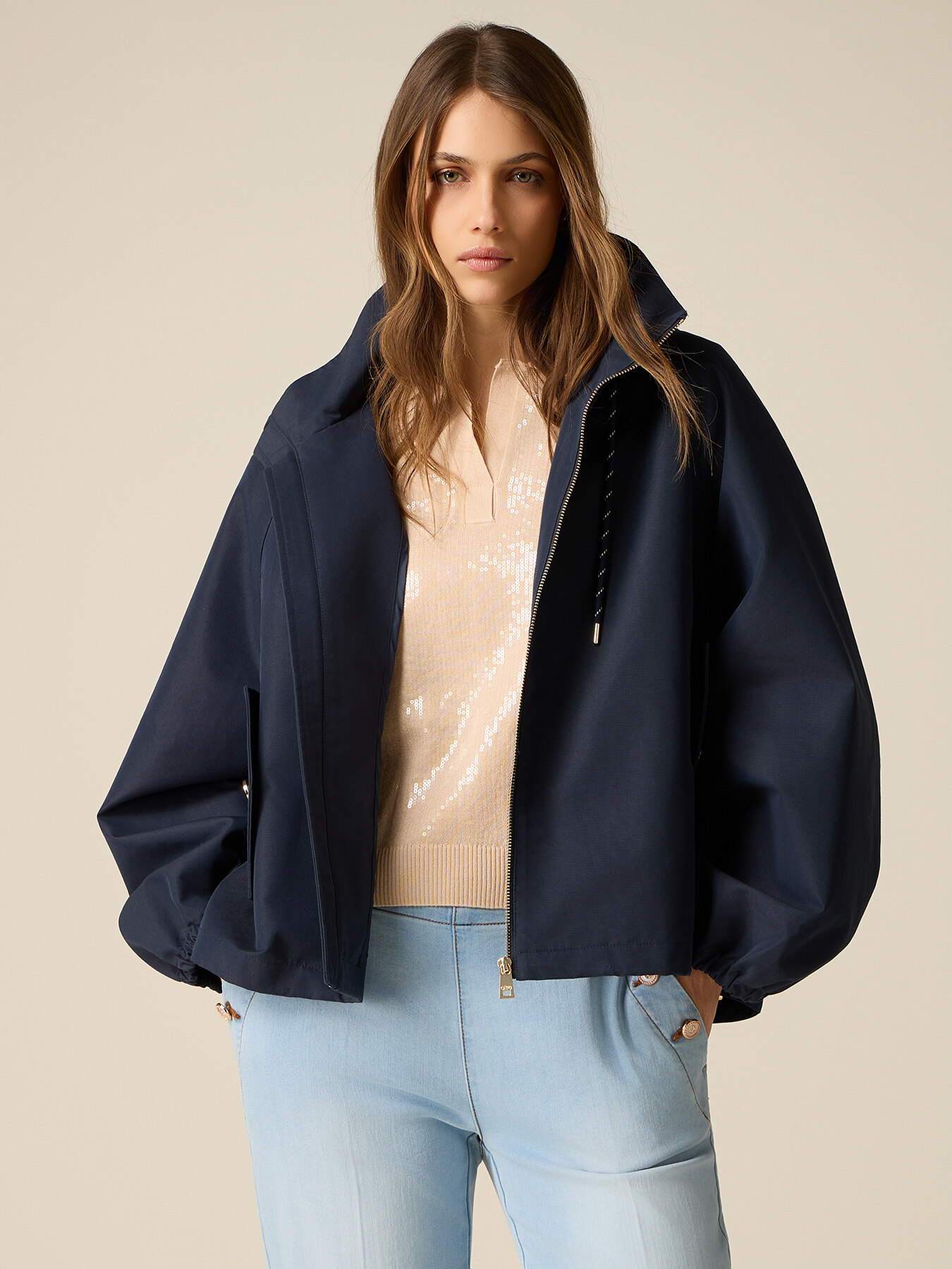 Parka veste en m&eacute;lange de coton avec capuche image number 0