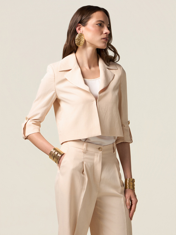 Veste structur&eacute;e en m&eacute;lange de lin