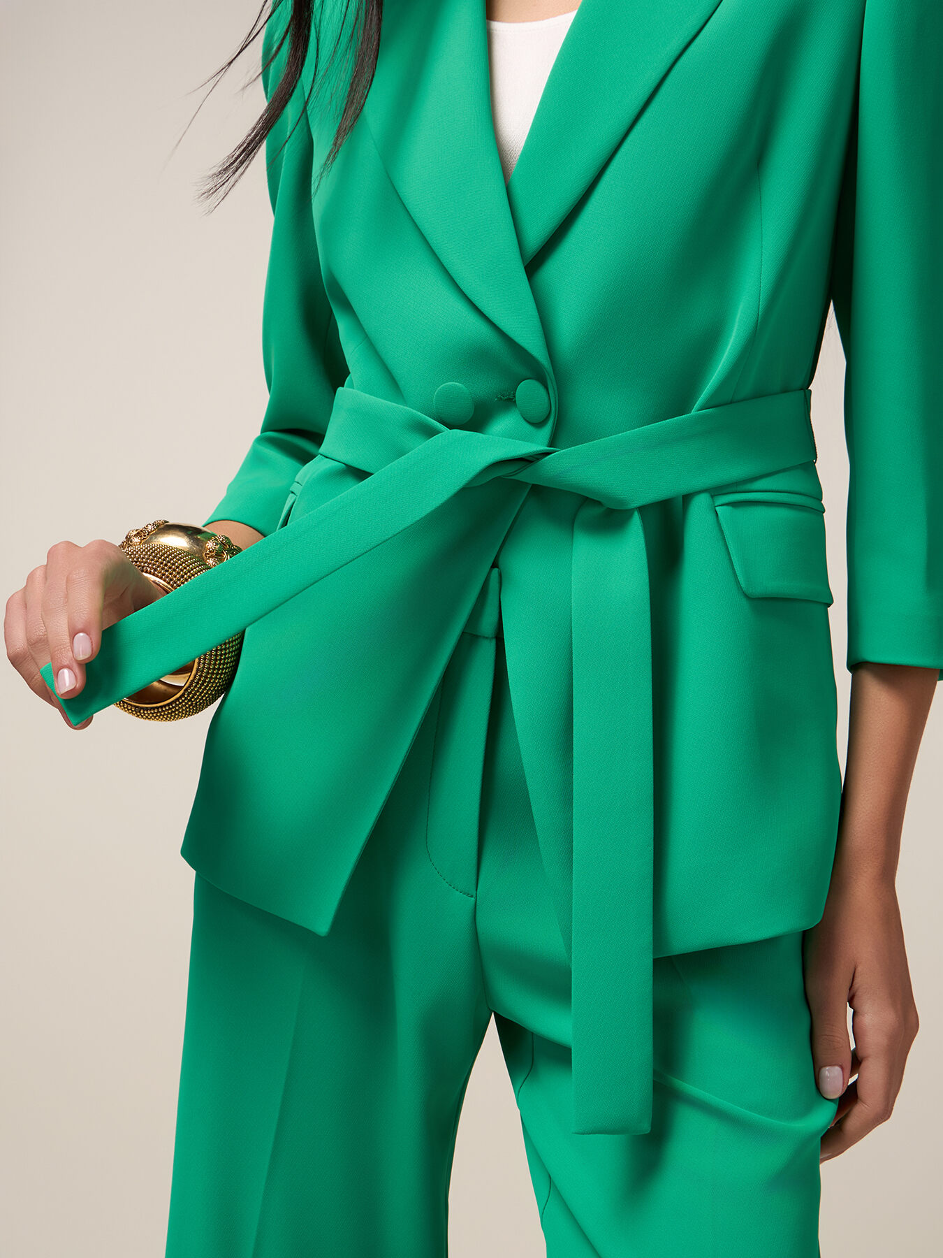 Double-breasted blazer with sash image number 2