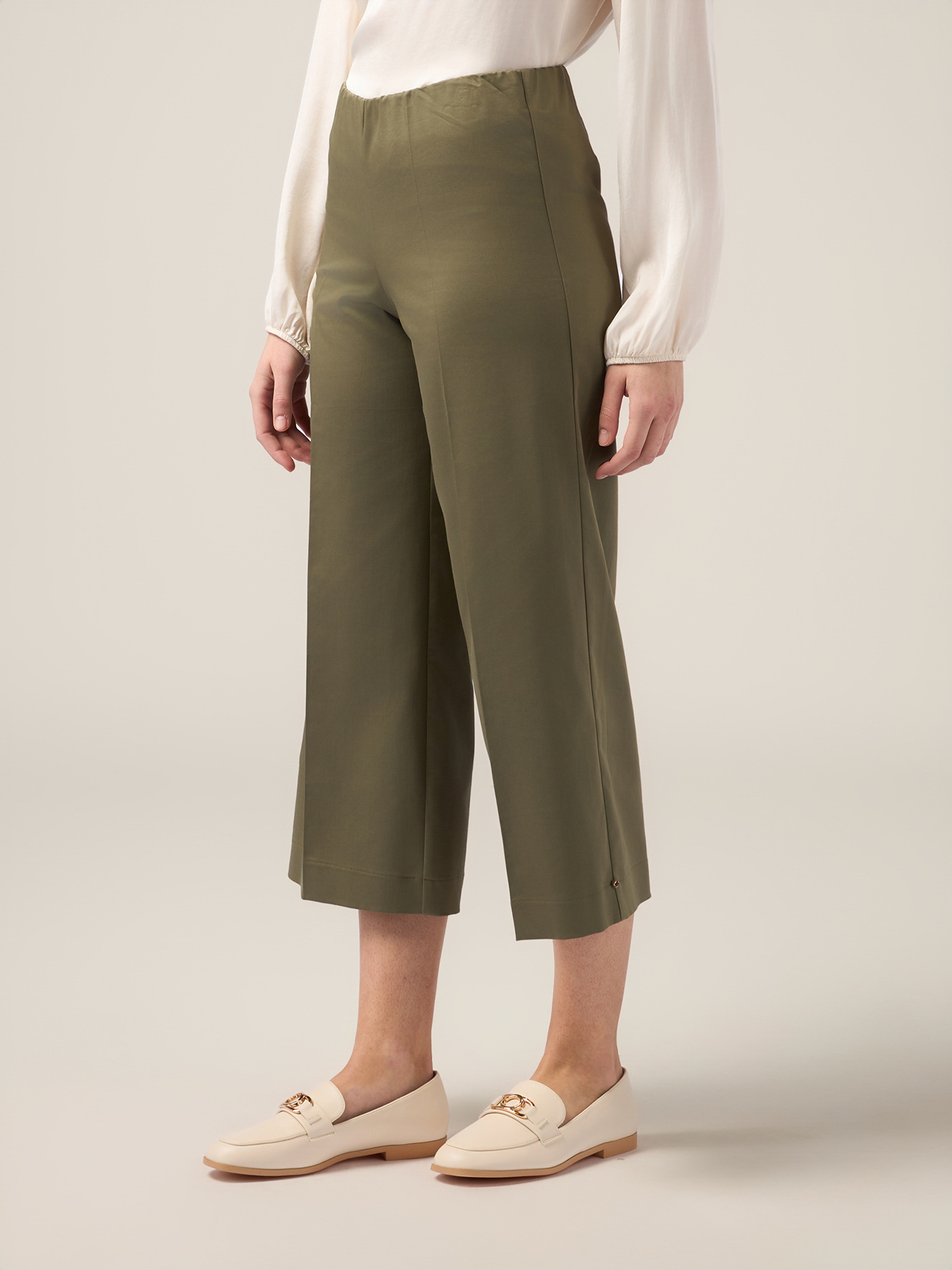 Cotton blend cropped palazzo pants image number 3