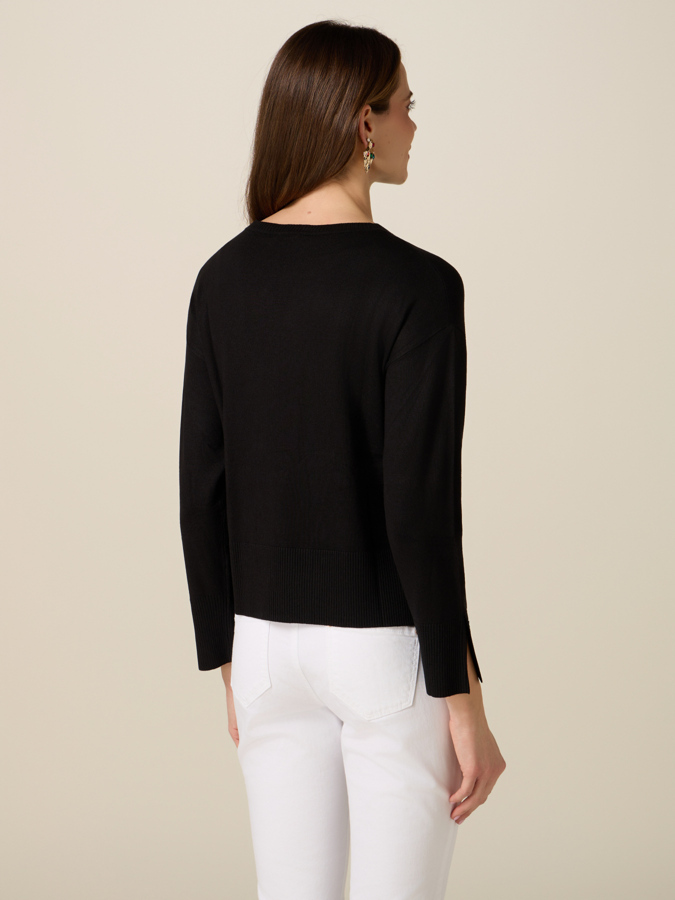 Viscose blend sweater with jewel buttons image number 1