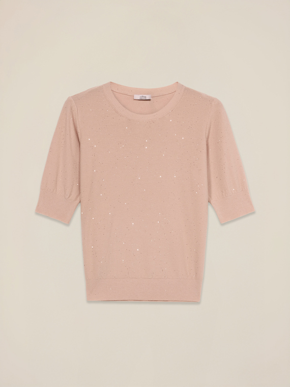 Mixed viscose sweater with sequins