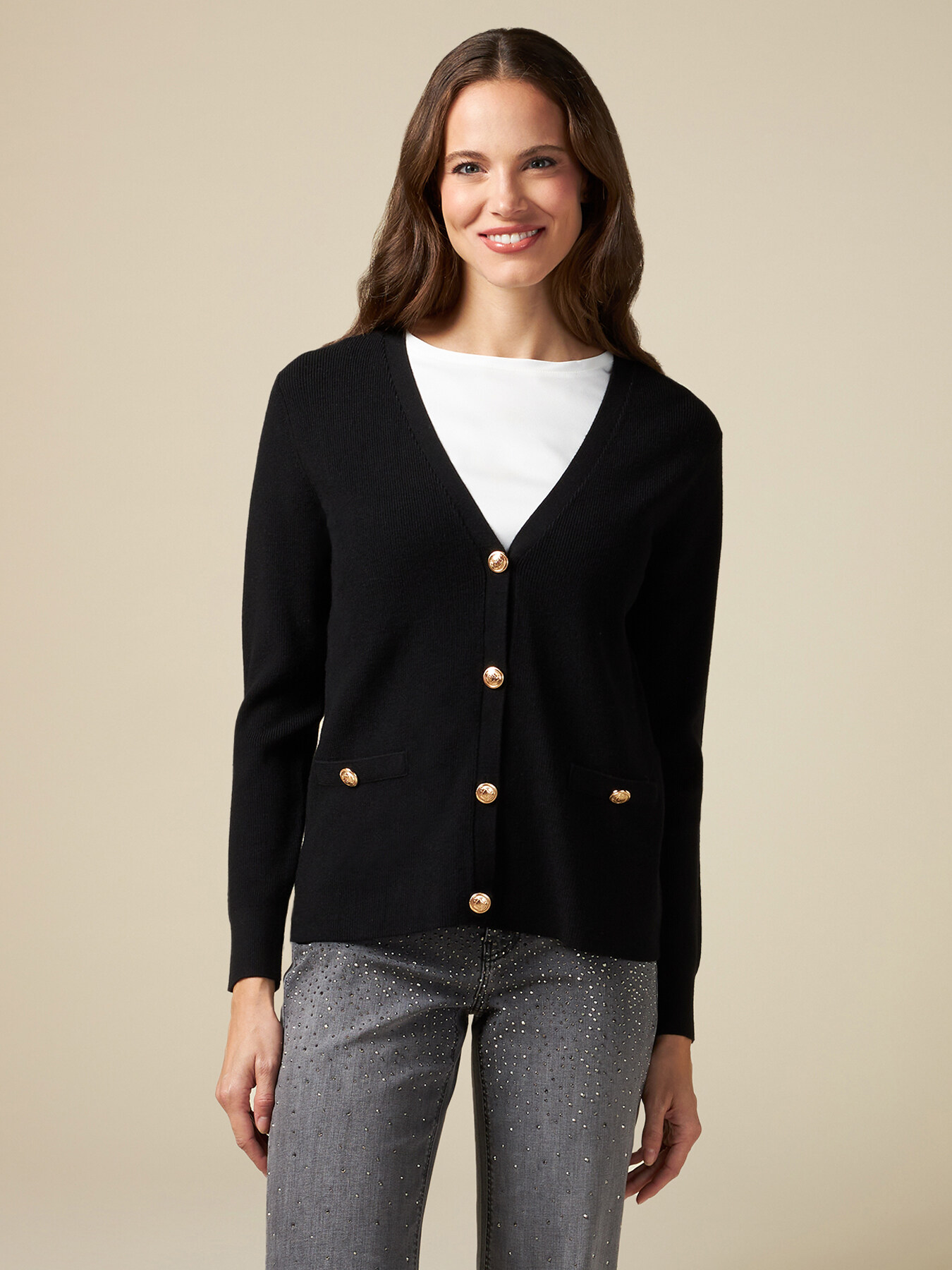 Cardigan con bottone uniform image number 0