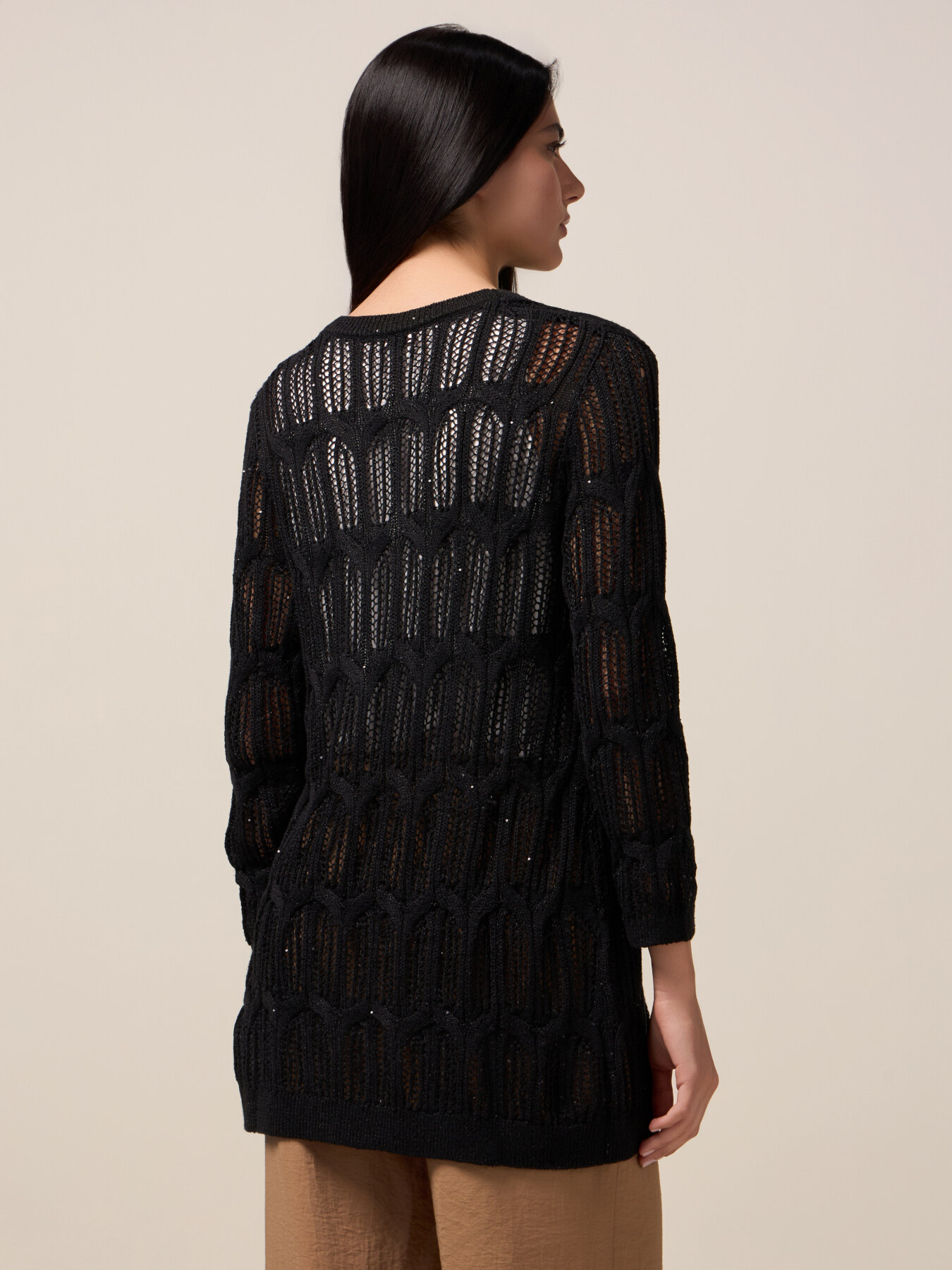 Long openwork cardigan image number 1