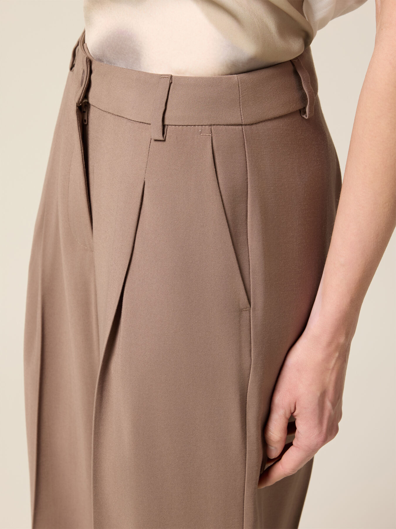 Pantaloni palazzo din țesătură amestec de viscoză image number 2