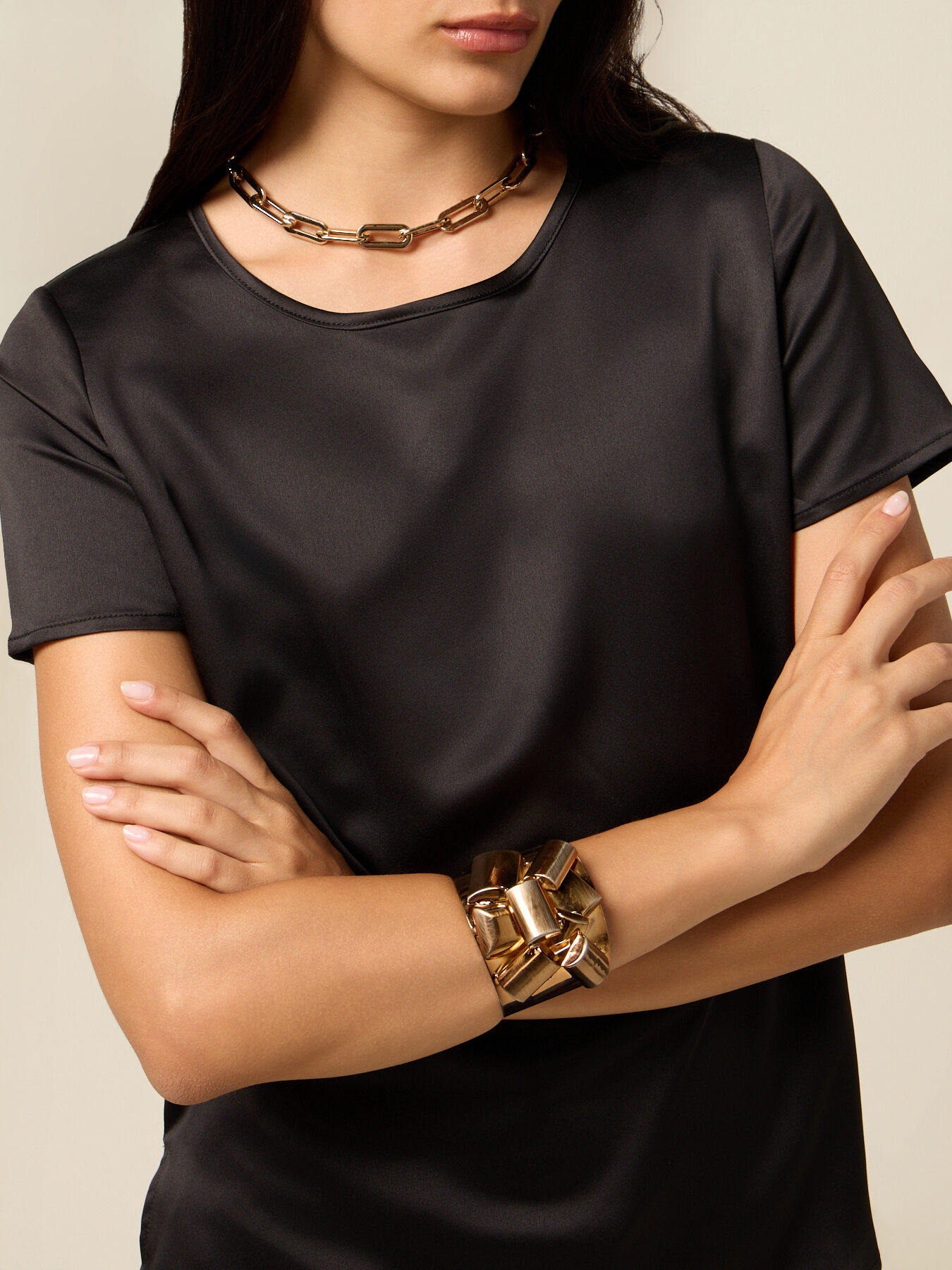 Two-material T-shirt image number 2