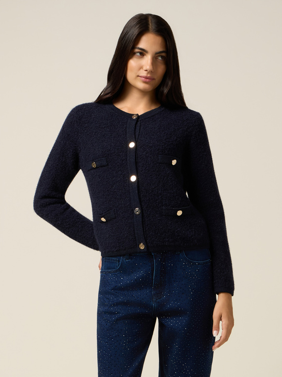 Short cardigan with jacket effect