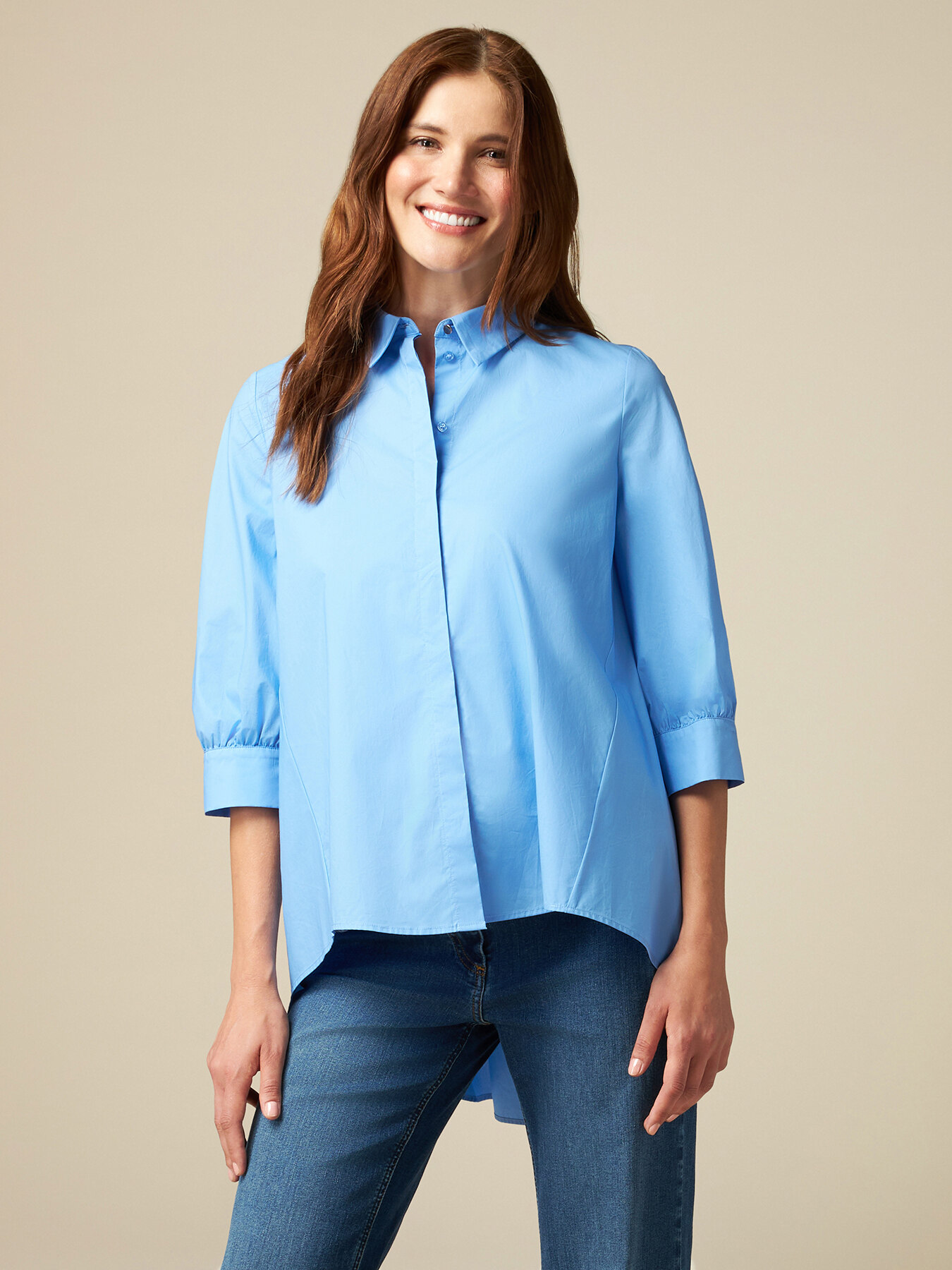 Chemise asym&eacute;trique en popeline image number 0