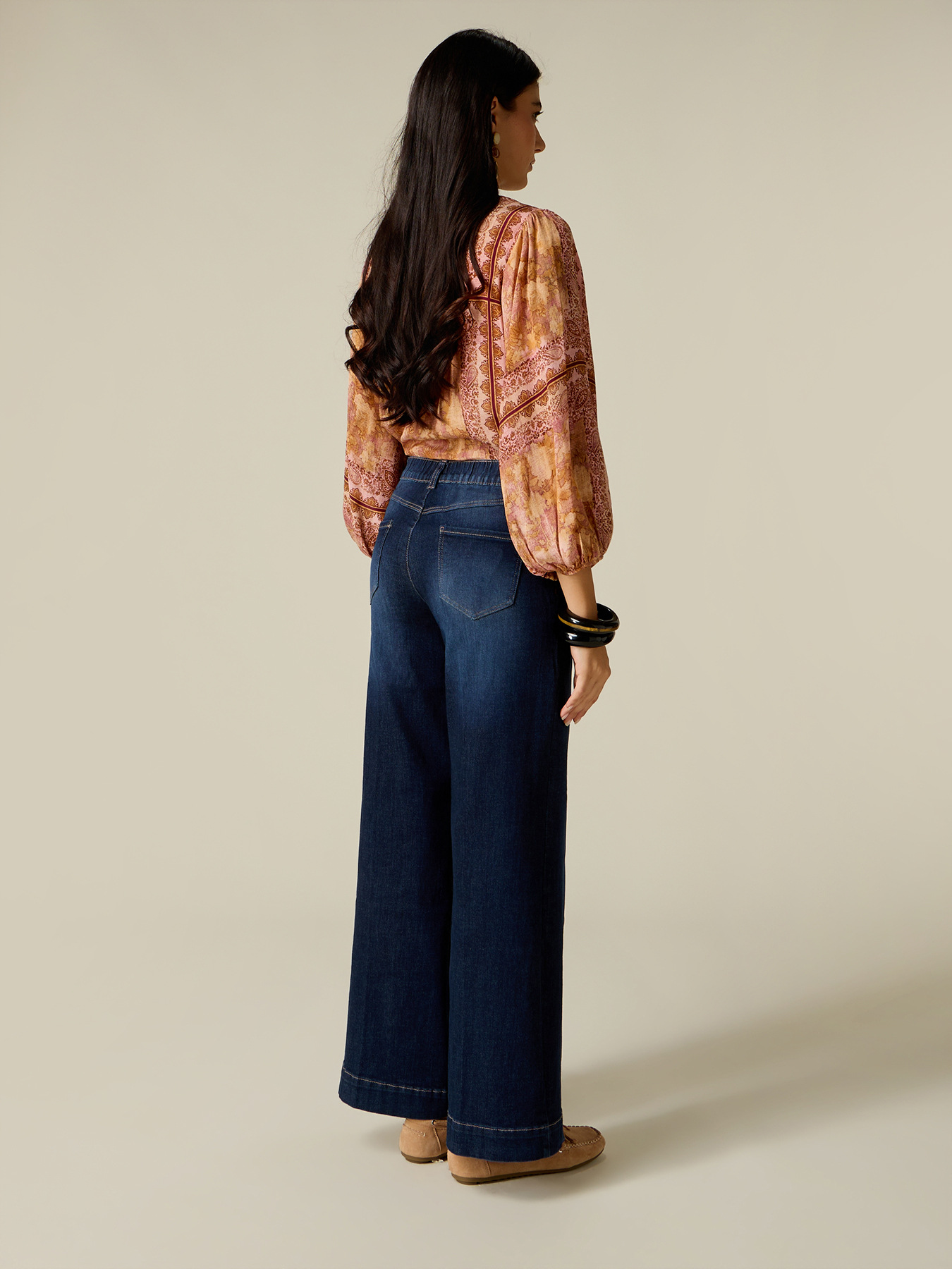 Jeans wide leg a lavaggio scuro image number 1