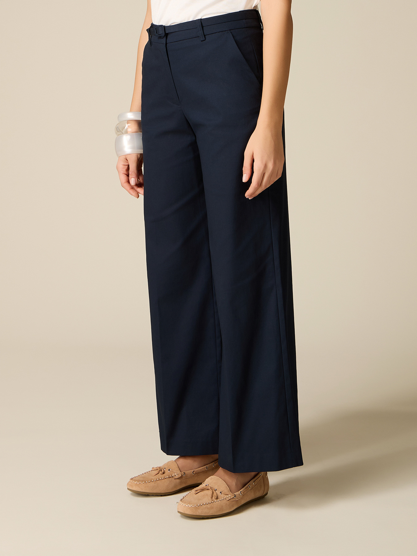 Pantalon palazzo en m&eacute;lange de coton image number 3