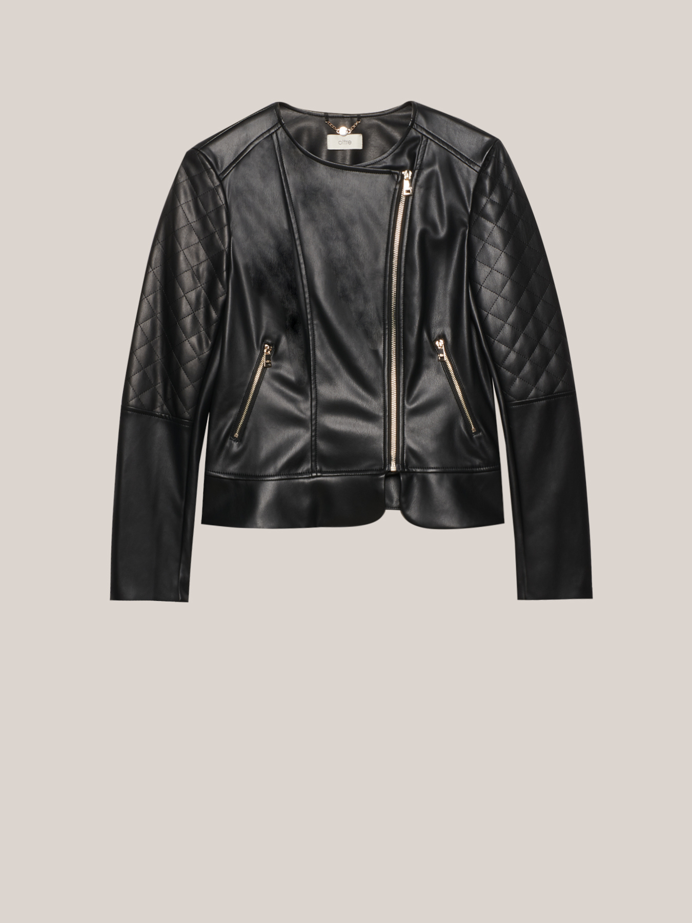 Chaqueta efecto piel con partes matelass&eacute; image number 3