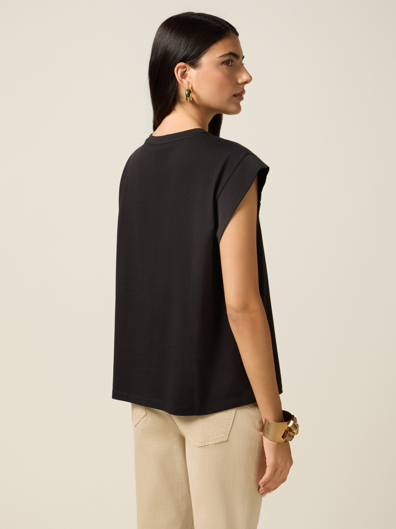 T-shirt in jersey con inserto in pizzo image number 1